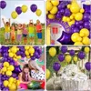 Other Event Party Supplies Purple and Yellow Balloons 113 Pcs Balloon Garland Kit with Two 18inch Star Foil for Basketball Sport Theme 231009