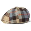 BERETS HT4233 BERET CAP MEN WOMEN VINTAGE PLAIDSBOY MALE MALE OCTAGONAL FLAT AUTUM WINTER ARTIST PAINTER PAINTER WOOL HAT