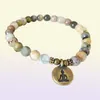 MG0672 Picasso Jasper Ohm Armband Natural Crzay Agate Mala Pärlor Armband Ny design Moss Agate Lotus Charm Armband2587137