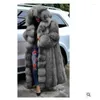 Women's Fur 2023 Winter Super Long Imitation Solid Color Coat Loose Fashionable Warm Thickened Extra Large-Size Hooded
