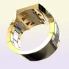 Mossangstone Watchband Men039S förlovningsring Kopparpläterad guld dubbelfärg1453604