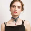 Pendant Necklaces Women Gothic Chokers Crystal Lace Neck Choker Halloween Party Necklace Spider Cobweb Vintage Statement Choker Steampunk Jewelry x1009