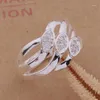 Cluster Rings Classic High-Quality AR166 Wholesale Ring Fashion Silver Plated Jewelry Three Line Crystal Mosaic Ziron