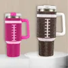 Thermoses Tasse décorée à motif strass de 40 oz tasse à café de luxe à fond plat avec poignée et couvercle en paille thermos en acier inoxydable 231009