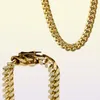 Mens 18k Gold Plated 12mm Miami Heavy Cuban Link Chain Rostfritt stål 24 Inch3100445