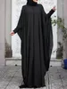 Roupas étnicas moda verão longo sundress ramadan hijab vestido 2pcs mulheres manga vestido festa muçulmano kaftan abaya maxi vestidos