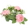 Bougeoirs couronne de table fleur artificielle anneau guirlande fleurs anneaux pilier bougies soie florale