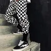 Men's Pants White Black Plaid Trousers For Men Vintage Checkered Joggers Sweat Slim Streetwear Casual Y2k Thin Male Clothes