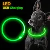 Obroże dla psów smyczy LED LED LIGHT ODWODAJĄCE PLANOWANIE USB ŁADOWANIE LUMINY SMY DO BIG CAT SMALNY BRYWNY LABRADOR PETS Dogs Produkty 231009