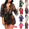 Vrouwen Nachtkleding Plus Size Nachtjapon Vrouwen Sexy Lingerie See-Thru Kanten Jurk Babydoll Kimono Robe Mesh Nightwear223R