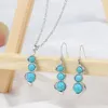 Wedding Jewelry Sets Vintage Women's Earrings Necklace Set Turquoise Pendant Ethnic Earhook Beach Party Gift 231009