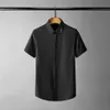 新しいソリッドカラーメンズシャツラグジュアリーメタルデコレーション半袖メンズドレスシャツファッションスリムフィット男性プラスサイズ4xl216r