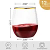 Verres à vin 1040 pièces en plastique sans tige avec bord doré, gobelets transparents jetables de 12 Oz, fête fantaisie pour réception de mariage, coq 231009