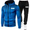 Tracksuits dos homens Mens Sweatpants Duas Peças Ternos 2023 Inverno Impressão Zipper Com Capuz Moletom Casual Fitness Jogging Calças Esportivas Conjuntos