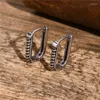 Hoop Earrings Stylish Geometric For Men Jewelry Vintage Silver Color Stainless Steel U Style Huggies Earring Wholesale