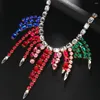 Chaînes Stonefans Collier de pompon coloré pour femmes Boho Déclaration Long Charms Strass Collier de luxe Y2K Achats gratuits