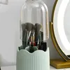 Storage Boxes Rotating Makeup Brush Holder With Lid Dresser Dustproof Cosmetic Organizer Desktop Lipstick Box Office Pencil Container