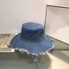 Cappello da donna da uomo di design Cappello da pescatore Cappello a tesa larga Cappello da sole Previene il cofano in denim con sottogola regolabile per protezione solare Cappello da secchio da strada