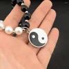Choker Chokers Tai Chi Yin Yang Pendant Charm White And Black Pearl Necklace Stainless Steel For Women Men Jewelry Vintage299q