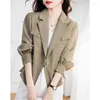 女性用ジャケット女性秋の服ファッション韓国のゆるい短いコートスーツトップ2023女性ウエスタンスタイルの長袖のレジャージャケット