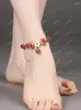 Cavigliere Cavigliera in stile antico 2023 Bracciale con piede rosso cinese retrò con suono di campana femminile alla moda