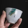 Ensembles de thé feuille de bananier motif peint à la main service à thé de voyage un Pot trois tasses théière Portable tasse juste en céramique