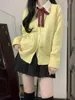 Tricots pour femmes Automne Étudiant japonais Basic Col V JK Multicolore Tricot Cardigan Pull Femmes Lâche Casual All Match Kawaii School