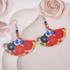 Dingle örhängen mode underbar färg matchande blomma mönster fläkt akryl för kvinnor estetiska trend produkter personlighet flickor smycken