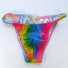 Unterhosen Herren String Bikini Streifen Jersy Nylon Spandex G3774 Schmale Taille Regenbogenfarben Badeanzug Stoff2730