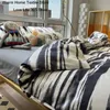 Conjuntos de cama Euro Nordic Azul Sólido Home Set Simples Capa de Edredão Macio com Folha Consolador Capas Fronhas Roupa de Cama 231009
