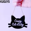 KUGUYS Trendy Jewelry Letter Crazy Cat Lady Necklace for Women Fashion Acrylic Black Kitten Large Pendant Necklace Sweater Chain239p