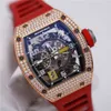 Luxe RMiles Zwitsers horloge ZF Factory Tourbillon Automatisch uurwerk Gemaakt Horloges Rm030-serie 18k roségoud met diamanten datumweergavemachine Fam HBL