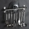 Kitchen Towel Hooks Home Pan Tools Storage Rack Punch Free Screw Fixed Hanger Organizer Utensils Stainless Steel Holder Wall Mounted Hanging Pot 231007