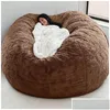 Stuhlhussen Stuhl Ers Ers Super Large 7Ft Nt Fur Bean Bag Er Wohnzimmermöbel Big Round Soft Fluffy Faux Beag Lazy Sofa Bed Coat Dhtld