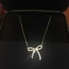 Tiff Collar Diseñador joyería de moda de lujo Arco 925 Plata de ley Diamante Completo Mariposa Colgante Collar Cadena accesorio