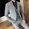 Herrenanzüge, 3-teiliges Set (Jacke, Weste, Hosen), modisch, einfarbig, Blazer, Herren, Freizeit, Business, Gentleman, Bräutigam, Hochzeitskleid, Party, Smoking