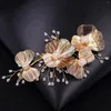 Hair Clips Brides Wedding Vines Hollow Flower Pearl Band Hairpins Bridal Bow Clip Headband Valentines Day Gift For Girlfriend