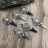 Pendant Necklaces 7 Chakra Healing Crystal Amulet Necklace Pendants Natural Stones Rose Quartzs Pendulum MY220634Pendant312q