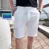 Shorts masculinos vestido calças na altura do joelho cor sólida micro-elástico sob medida ajuste preto branco cinza 2023 S-2XL