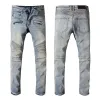DSQPLEIND2 France Style # 1051 # Mens utsmyckade Ribbed Stretch Moto Pants Old School Washed Biker Blue Jeans Slim Trousers 29-421 531043860