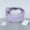 Women Handbag Bottegaaveneta Designer Vogue Happy Purple Woven Knotted Handbag Makaron Have L