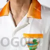 Casablanca 23ss Camisas de diseñador Blanco Naranja Cactus Cancha de tenis Camisa hawaiana de manga corta para hombre y mujer Casablanc Button Up S269F