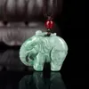 Jade Elephant Pendant Emerald Stone Necklace Natural Jadeite Jewelry Gemstone Charms Amulet Green Gemstones