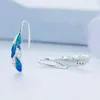 Boucles d'oreilles à clous en argent Sterling 925, auto-produit, en plumes bleues, pour femmes, Piercing, bijoux de luxe, Halloween