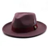 Szerokie brzeg kapelusze wiadra hats hats band Wool Fell Jazz Fedora Hat Women unisex szeroki brzeg panama imprez