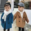 Manteau de printemps et d'automne pour enfants, nouveau manteau en laine pour bébé garçon, long double boutonnage, chaud, à revers, en tweed, manteau d'hiver