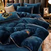 Bedding sets Ultrathick Milk Fleece Winter Set Luxury Warm Comfortable Duvet Cover with Sheets Comforter and Pillowcases 231009