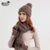 9989 Autumn Winter Solid Color Plush Sticked Glove Scarf Three Piece Set utomhusdjockad och varm ullhatt Barn