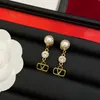 Nova marca de luxo da moda brincos de pérola com letras duplas brinco designer para mulheres homens festa de casamento jóias presente