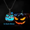 Pendentif colliers Pendentif citrouille lumineux Glowchain acier inoxydable Fluorescent Fluorescence hommes femmes fête brillant Halloween collier bijoux x1009